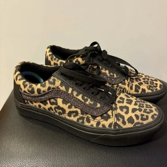 Vans Leopard Print Sneakers - Black and Tan - Picture 2 of 5
